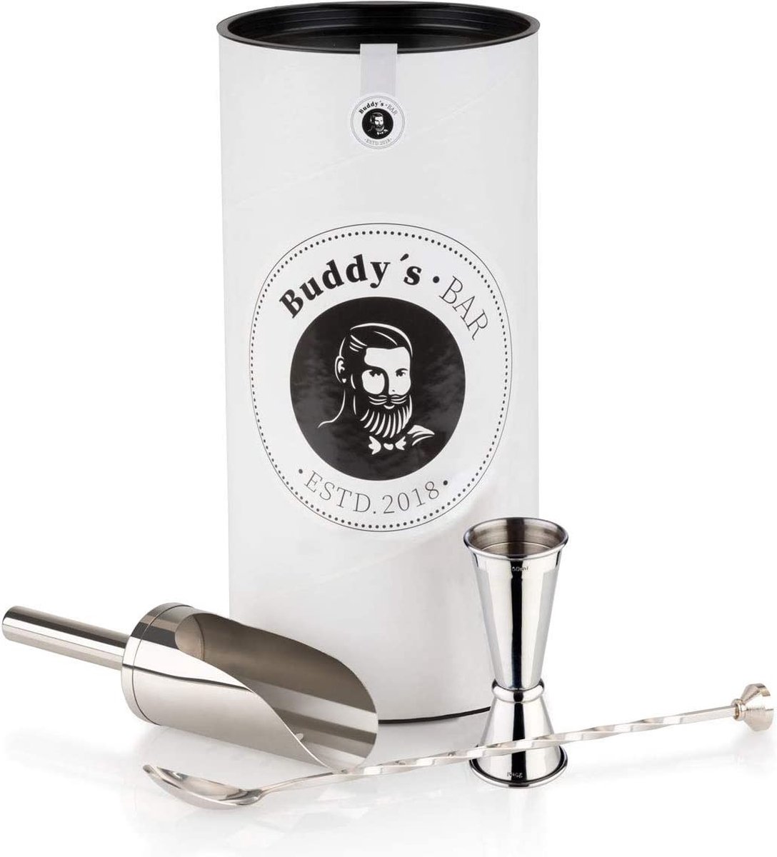 Buddy's Bar - Gin Tonic basic set - bar tools set 3 delig - roestvrij staal - vaatwasmachinebestendig