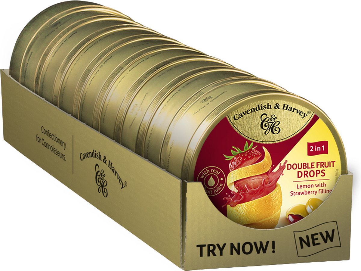 Cavendish & Harvey Zuurtjes Double Fruit Citroen Aardbei - 9 x 175 Gram