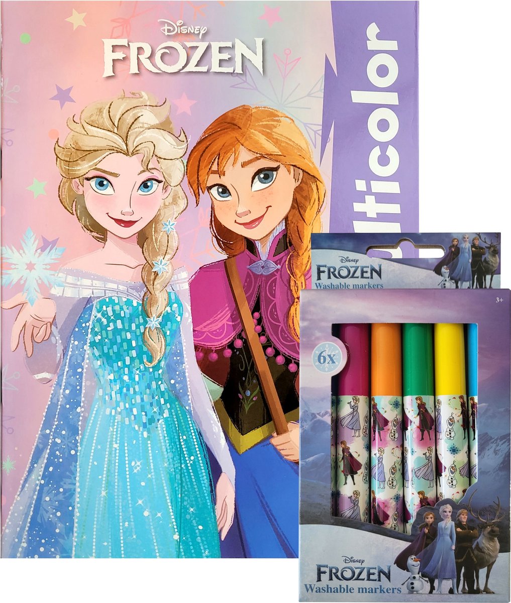 Disney Frozen - Violet -Kleurboek 32 pagina's waarvan 17 kleurplaten - 6x uitwasbare stiften met Frozen opdruk - prinsessen - verjaardag - cadeau - kado - Anna - Elsa - knutselen - kleuren