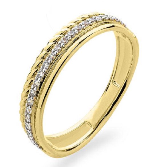 Schitterende 14 Karaat Gouden Ring Luxe Design met Zirkonia's 17.25 mm. (maat 54) |Damesring|Aanzoek