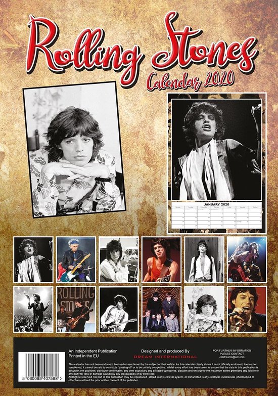 Rolling Stones Kalender 2020 A3 | bol.com