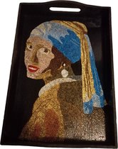 Dienblad - Meisje met de parel - Zwart - Merkloos - Handbeschilderd