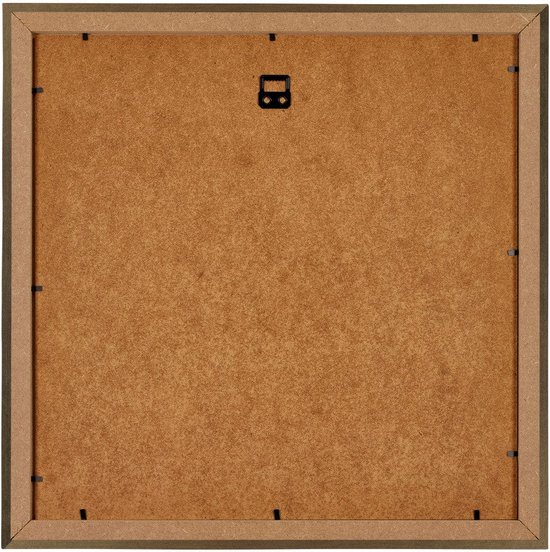Arrière d'un cadre photo de 30x30 cm avec un panneau arrière en MDF et un système de suspension.