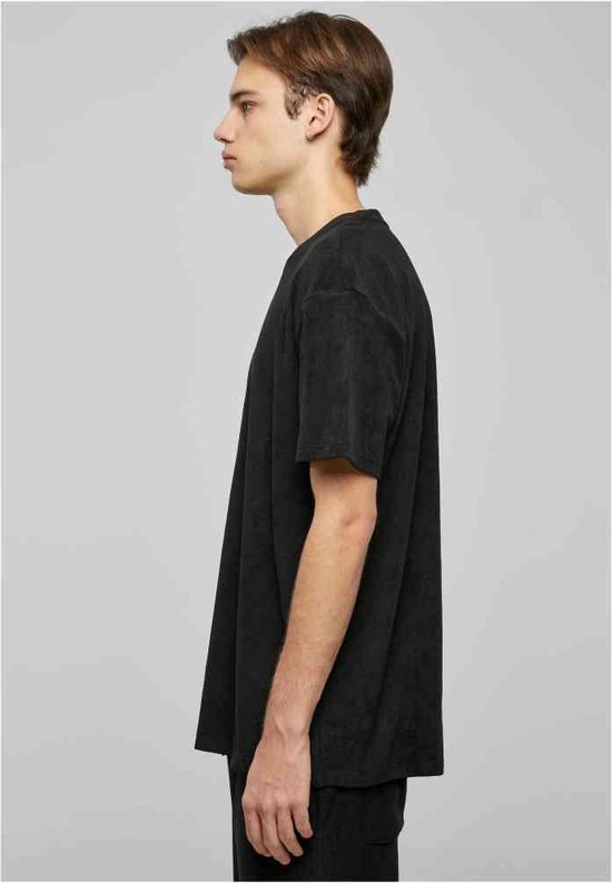 Men Devotional Small Border Dhoti With Towel & TShirt Set Black EPD14