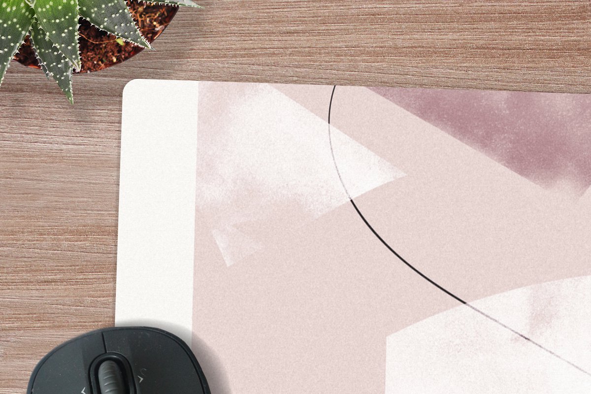 Muismat XXL 80x60 cm - Bureau onderlegger - Bureau mat Vormen - Pastel - Abstract - Zwart - Bureaumat - Gaming mousepad xl - Bureaulegger groot - Computer deskmat