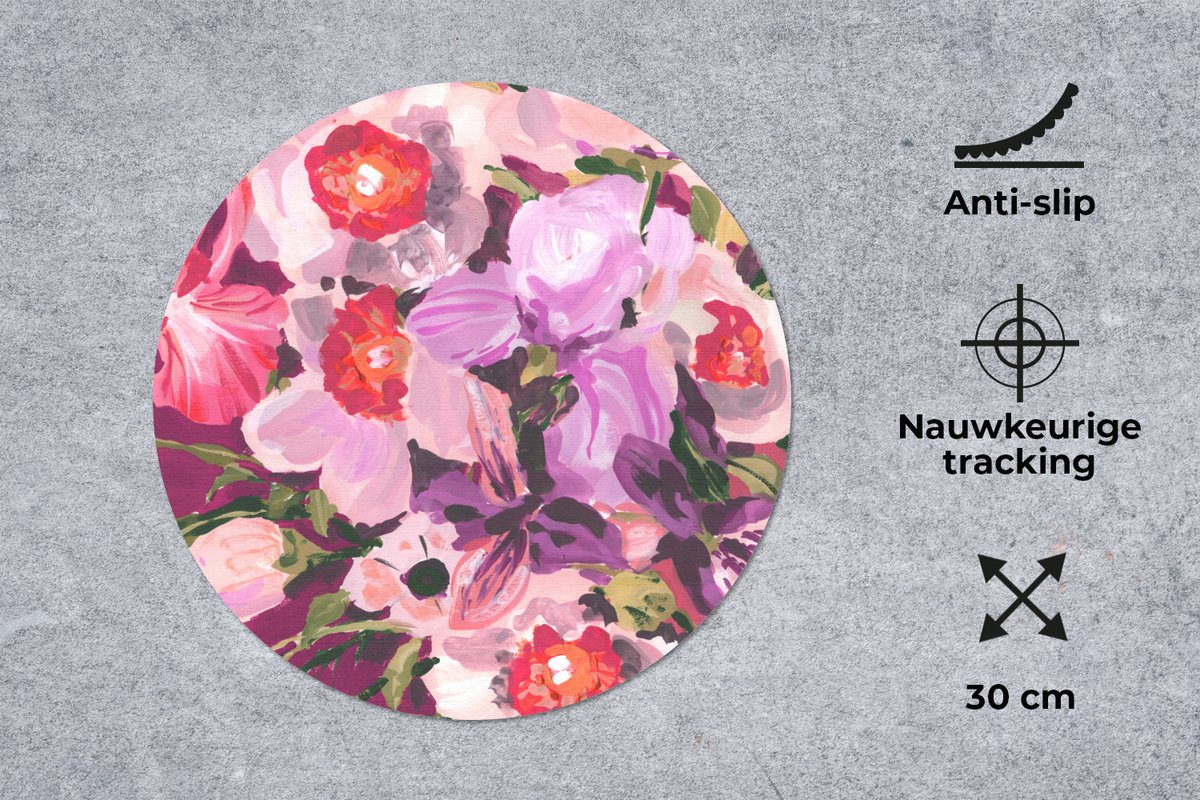 Muismat rond 30x30 cm - Mousepad Roze - Orchidee - Bloemen - Kleuren - Botanisch - Ronde muismatten