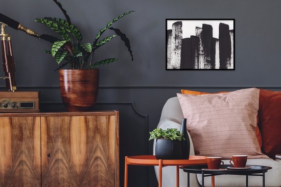 Cadre photo avec poster - Peinture - Abstrait - Zwart - Wit - 40x30 cm - Cadre poster