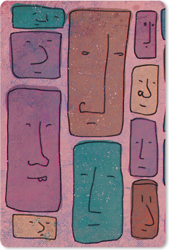 Muismat 18x27 cm - Mousepad Vintage - Gezicht - Abstract - Kunst - Patroon - Muismatten