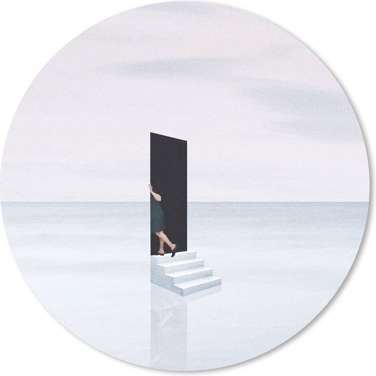 Muismat rond 20x20 cm - Mousepad Vrouw - Trap - Abstract - Deur - Ronde muismatten