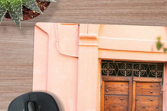 Tapis de souris XXL - Sous-main - Tapis de bureau - Bois - Porte - Pastel - Architecture - 60x60 cm - Tapis de souris XXL