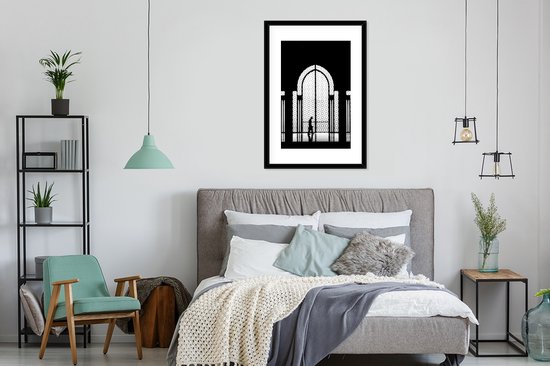 Cadre photo avec poster - Zwart - Wit - Fenêtre - Homme - 60x90 cm - Cadre poster