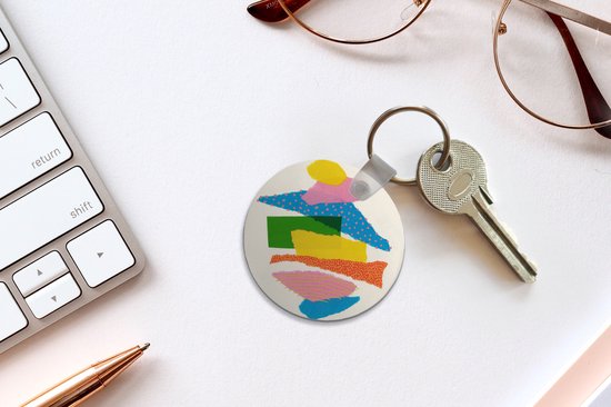 Porte-clés - Abstrait - Art - Formes - Arc-en-ciel - Plastique - Rond - Cadeaux à distribuer
