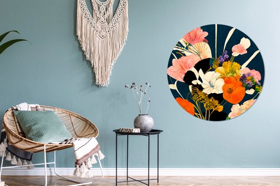 WallCircle - Stickers muraux - Cercle de papier peint - Fleurs - Vase -  Tableau 