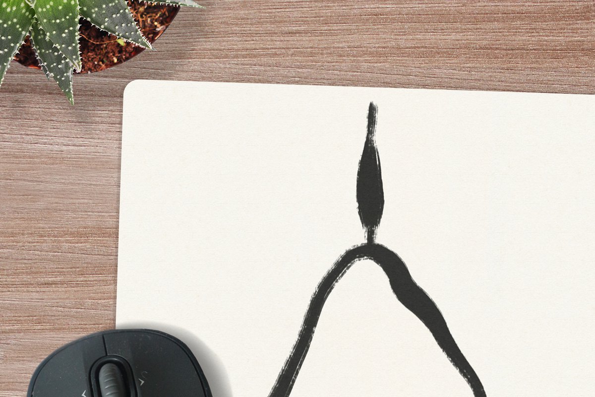 Muismat XXL 60x60 cm - Bureau onderlegger - Bureau mat Abstract - Zwart - Wit - Landschap - Bureaumat - Gaming mousepad xl - Bureaulegger groot - Computer deskmat