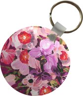 Sleutelhanger - Roze - Orchidee - Bloemen - Kleuren - Botanisch - Plastic - Rond - Uitdeelcadeautjes