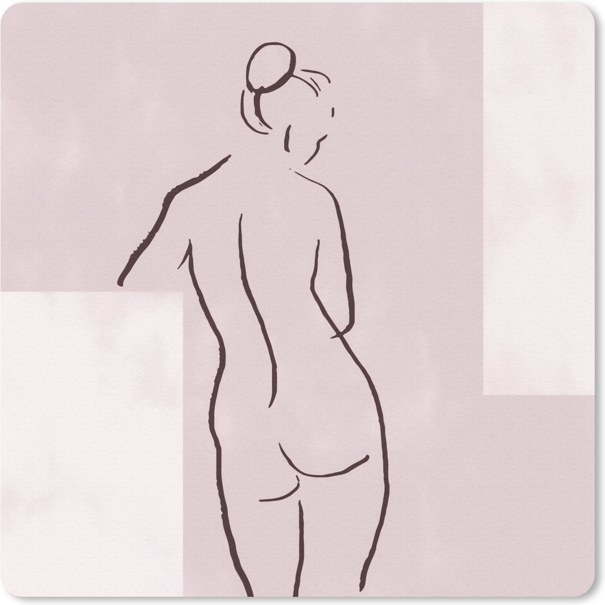Muismat 20x20 cm - Mousepad Vrouw - Line art - Lichaam - Pastel - Muismatten