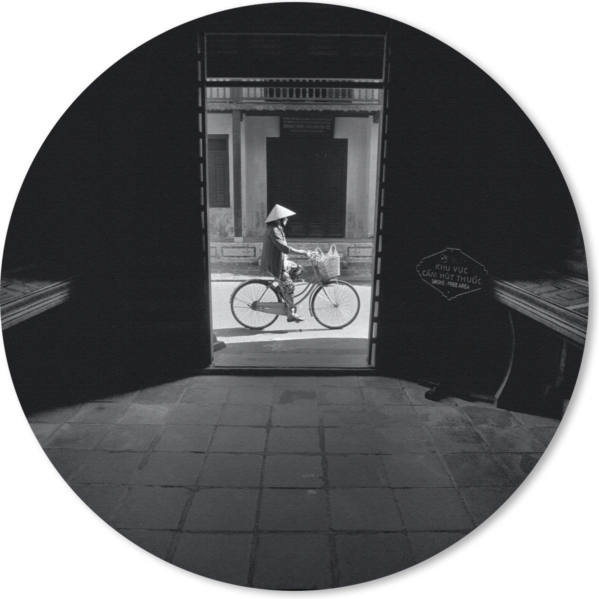 Muismat rond 20x20 cm - Mousepad Deur - Fiets - Straat - Architectuur - Ronde muismatten