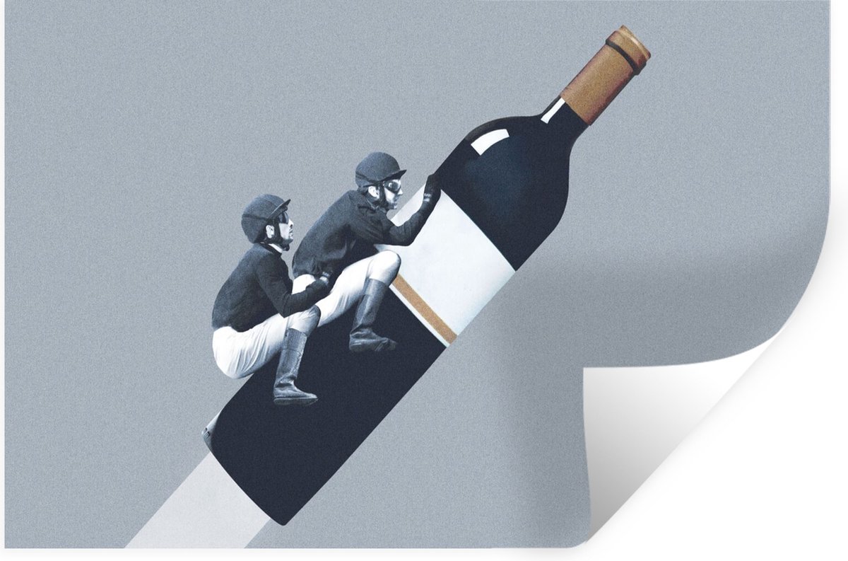 Muurstickers - Sticker Folie - Fles - Mannen - Vintage - 90x60 cm - Plakfolie - Muursticke