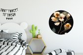 WallCircle - Wandcirkel ⌀ 60 - Bloemen - Zwart - Planten - Vintage - Ronde schilderijen woonkamer - Wandbord rond - Muurdecoratie cirkel - Kamer decoratie binnen - Wanddecoratie muurcirkel - Woonaccessoires