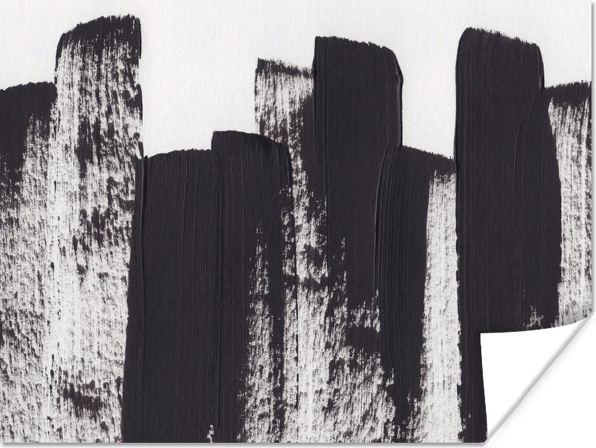 Poster Verf - Abstract - Zwart - Wit - 120x90 cm