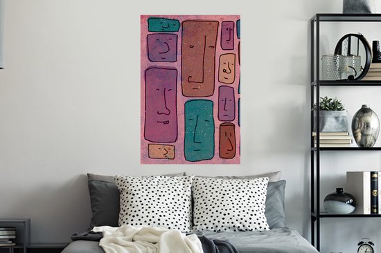 Muurstickers - Sticker Folie - Vintage - Gezicht - Abstract - Kunst - Patroon - 60x90 cm - Plakfolie - Muurstickers Kinderkamer - Zelfklevend Behang - Zelfklevend behangpapier - Stickerfolie