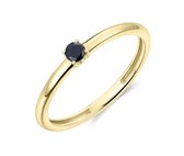 Schitterende 14 Karaat Gouden Ring met Zwarte Zirkonia 16.50 mm. (maat 52)| Damesring |
