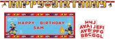 Brandweerman Sam - Guirlande de fête - Bannière Happy anniversaire - Guirlande de lettres - Bannière murale - Affiche murale - Personnalisable - Décoration - Décoration - Fête d'enfants.