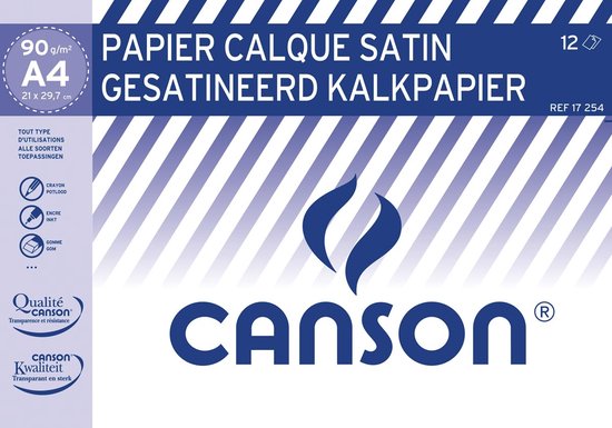 CANSON Lot de 50 Feuilles de Papier Calque à dessin - A3 - 80 g