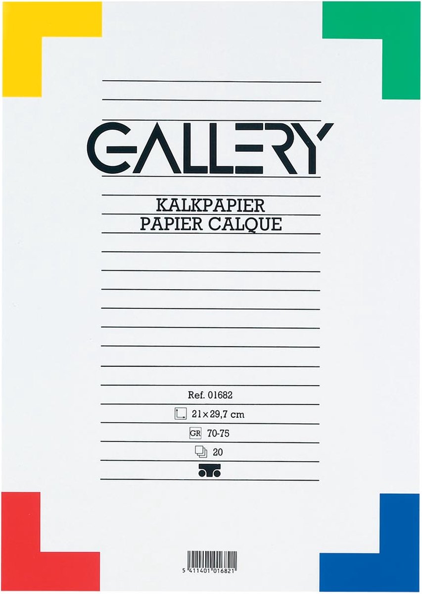 Gallery kalkpapier, ft 21 x 29,7 cm (A4), blok van 20 vel 10 stuks