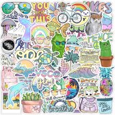 Vrolijke Sticker Mix | Vsco, vissen, cactus | voor laptop, agenda, koffer, etc. | 50 Stickers