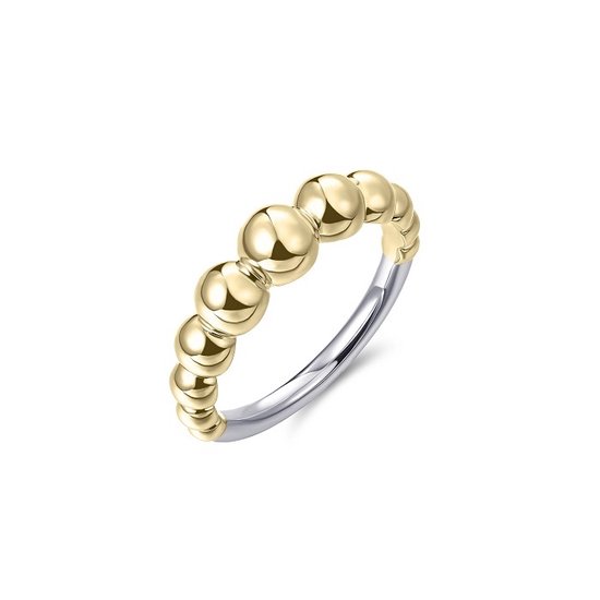 Schitterende 14 Karaat Goud Zilveren Stapel Bolletjes Ring 17.75 mm. (maat 56) | Damesring | Jonline