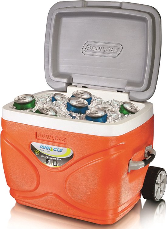 Pinnacle Koelbox - Oranje - 30 Liter - Koelbox op Wielen - 48x30x33cm - Koelt tot wel 72 Uur - BPA Vrij