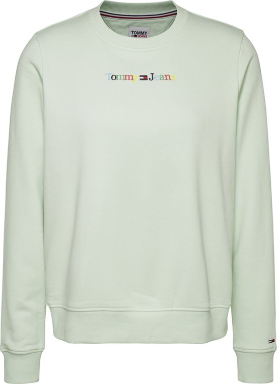 Tommy Jeans - Dames Sweaters Reg Serif Color Sweater - Groen - Maat XL