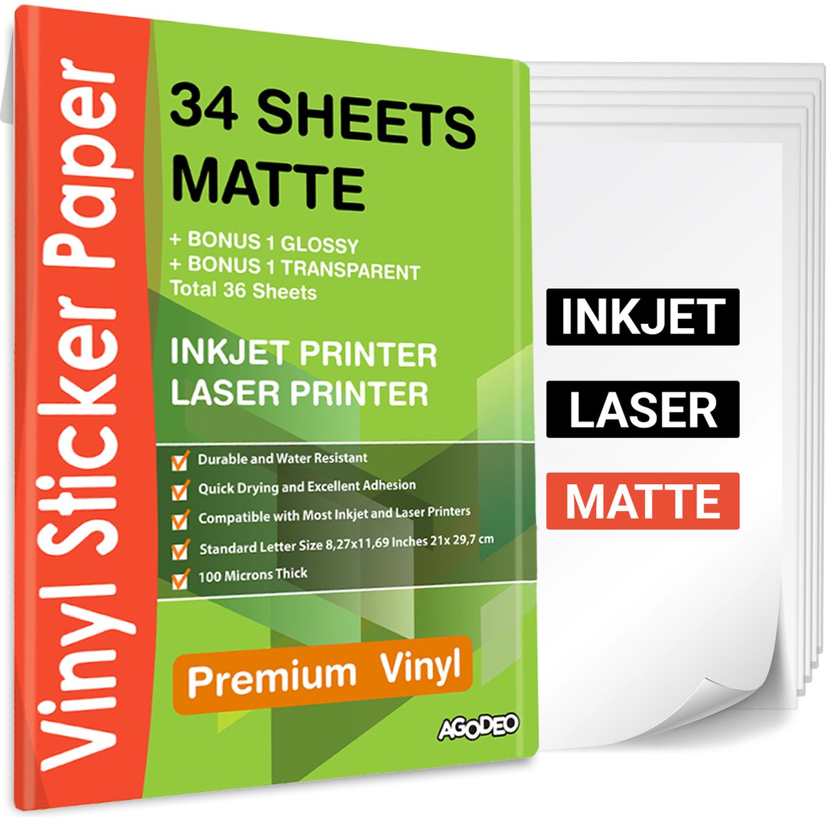 34 Matte Vinyl Stickervellen A4 Printer Paper - Stickerpapier Voor Printer - Incl. 2... |