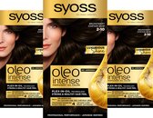 Syoss Oleo Intense - Haarverf - 2-10 Bruinzwart - Voordeelverpakking - 3 Stuks
