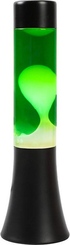i-Total Lavalamp - Lava Lamp - Sfeerlamp - 30x9 cm - Glas/Aluminium - 25W - Groen met witte Lava - Zwart - XL2458