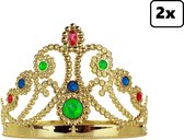 2x Tiara verstelbaar goud volwassenen - Queen festival prinses thema feest party