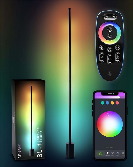 salami overdrijven Gevoel Sensic SL-1 Hoeklamp met Afstandsbediening - RGB/Wit Licht Smart Vloerlamp  - Staande... | bol.com
