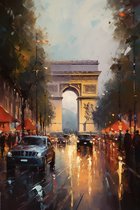 Sfeer Posters - Arc de Triomphe - Poster Parijs - Olieverf stijl - Wanddecoratie - Interieur Design - 61x91