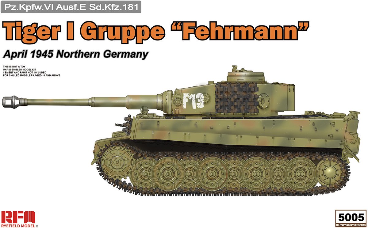 Rye Field Model Modelbouwpakket Militaire voertuigen - 5005 Tiger I Gruppe Fehrmann - April 1945 Northern Germany Plastic - 1:35 - Modelbouw