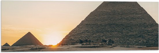 Vlag - Woestijn met Piramides - Egypte - 90x30 cm Foto op Polyester Vlag