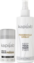 Kapilab Hair Fibers Voordeelset 14 gram - Zwart - Keratine haarvezels verbergen haaruitval - Direct meer haar