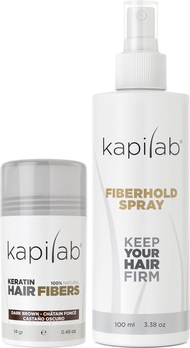 Bol.com Kapilab Hair Fibers Voordeelset 14 gram - Donkerbruin - Keratine haarvezels verbergen haaruitval - Direct meer haar aanbieding