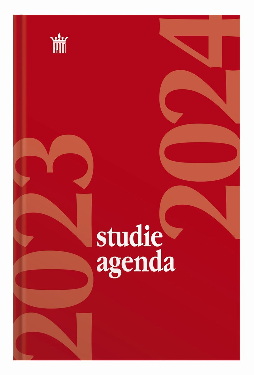 Ryam | Studie agenda Hardcover | 2023/2024 | Genaaid gebonden | 15 x 20 cm | Rood |