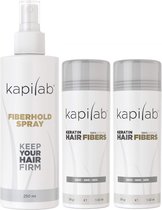 Kapilab Hair Fibers Voordeelset 58 gram - Grijs - Natuurlijke haarvezels verbergen haaruitval - Direct voller haar