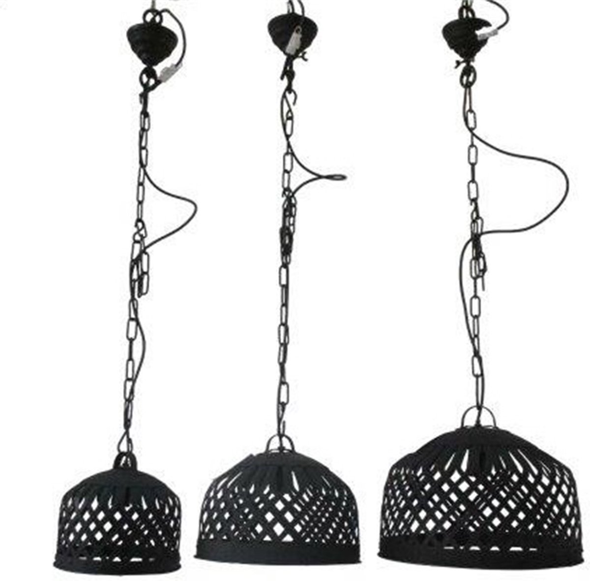 Deco4yourhome® - Hanglamp - Set van 3 - Zwart - Black - Industrieel - Mickey