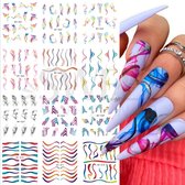 12 Stuks Nagelstickers – Kleurrijke Swirls – Nail Art Stickers