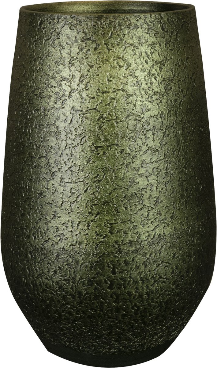 Ter Steege Bloempot/plantenpot hoog - binnen - groen/goud - D23/H36 cm - keramiek