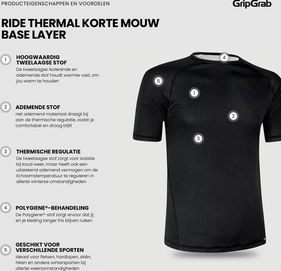 Sous-vêtement technique GripGrab Ride Thermal à manches courtes - Noir - Taille S