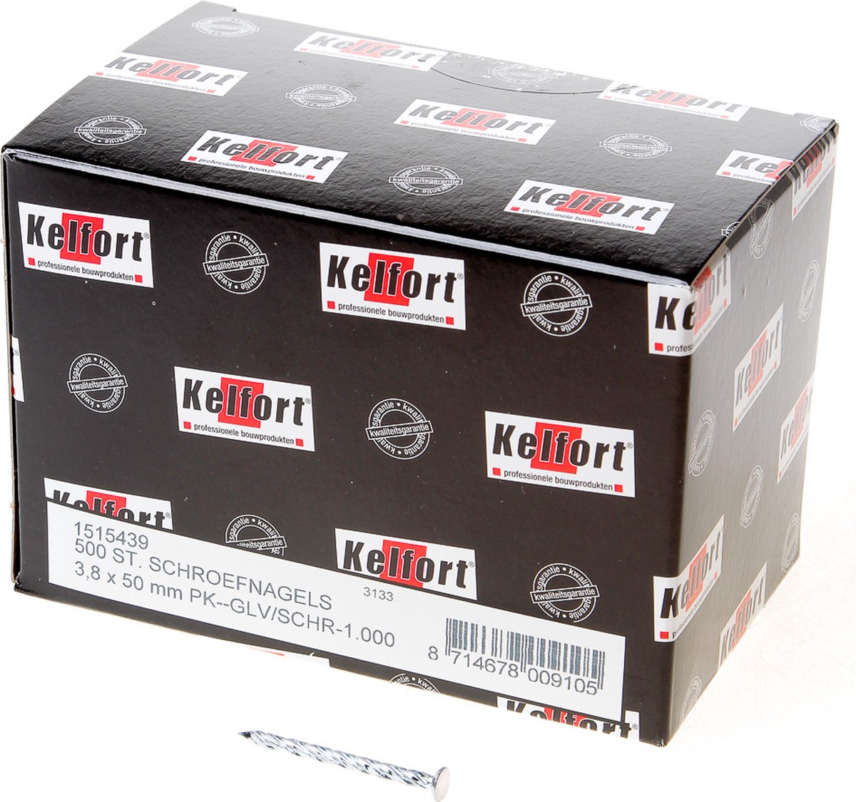 Kelfort schroefnagel gedraaid met platte gladeeldraade kop verzinkt 3.8 x 50mm